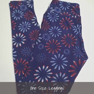 LuLaRoe OS Leggings One Size Americana Fireworks NEW